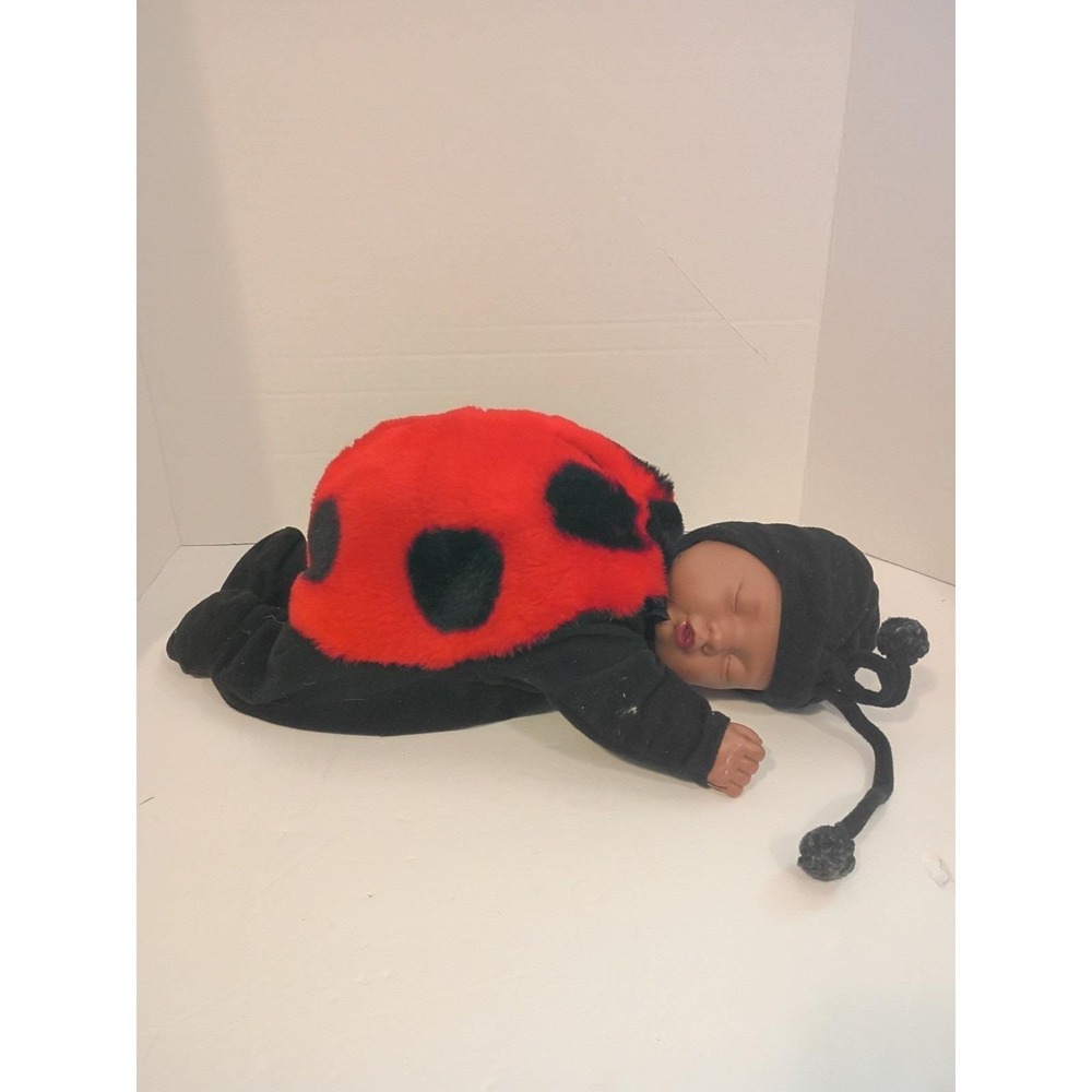 Anne Geddes Ladybug Beanbag Plush Doll 1998 Unimax Vintage Sleeping Baby 9 inch